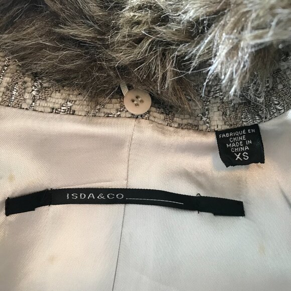 Isda & Co | Faux Fur Collar Jacquard Coat - Picture 10 of 12